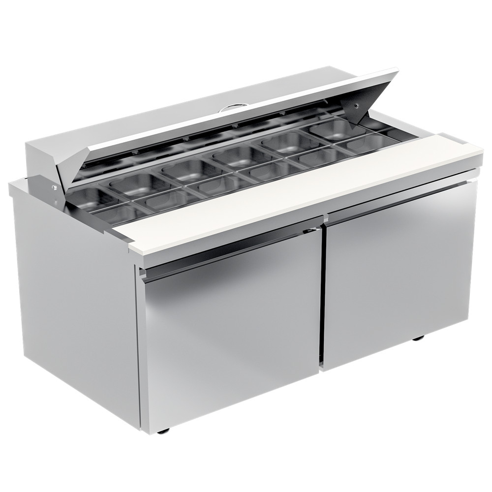 Commercial Refrigerator 48” Salad Sandwich Prep Table W/12 Pans Kitchen Bars 2D