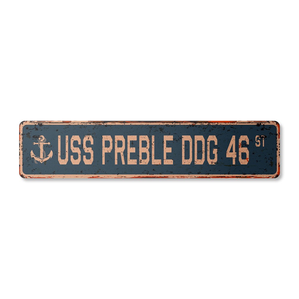USS PREBLE DDG 46 Vintage Street Sign us navy ship veteran sailor rustic gift