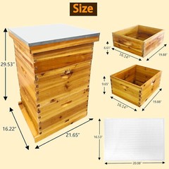 3 Layers Beehive Complete Box Kit Langstroth Beekeeping 2 Deep and 1 Medium