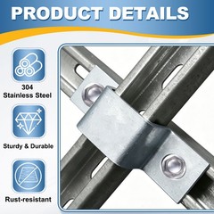 4set U Shaped Connector Bracket 20x10mm Square Pipe Clamp with Screw, Silver