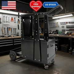Welding Cart Lockable Cabinet, 2 Tier Heavy Duty Welder Cart for Mig Welder with
