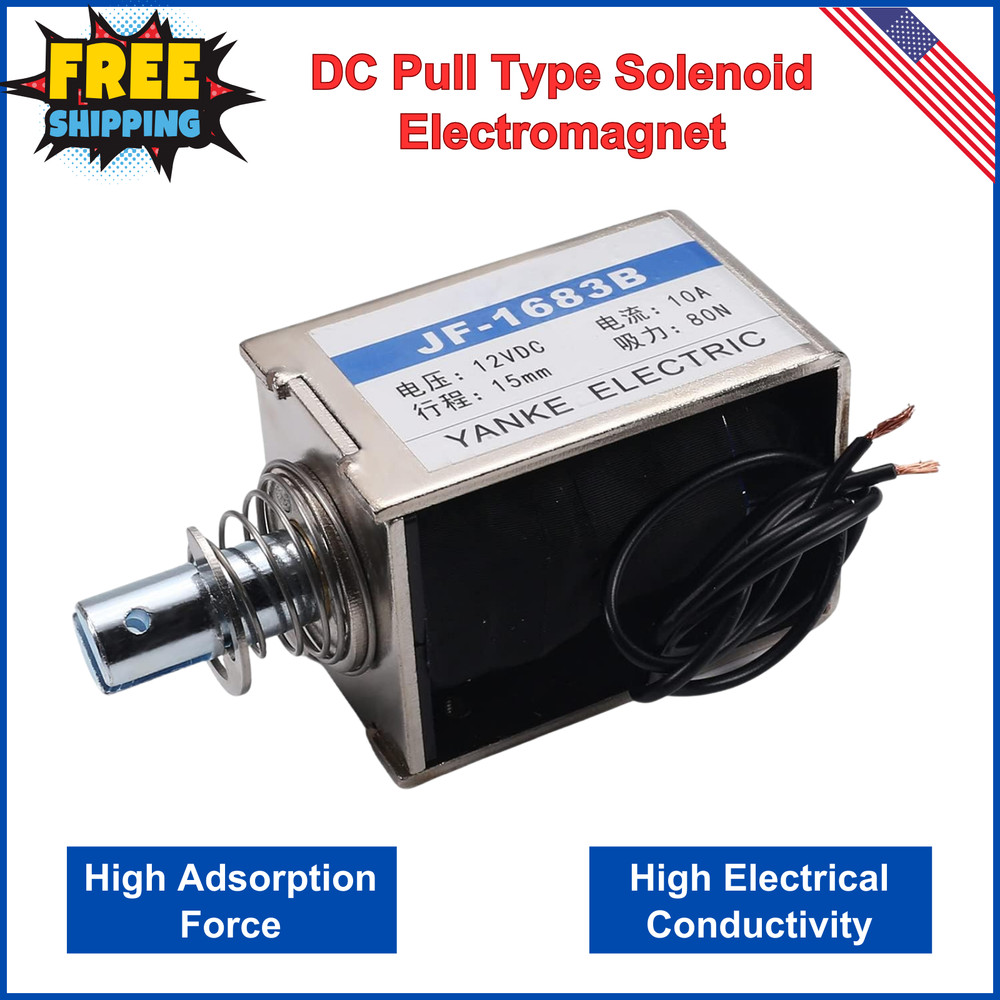 DC 12V 10A 80N Push Pull Type Solenoid Electromagnet 20mm Open Frame Solenoid