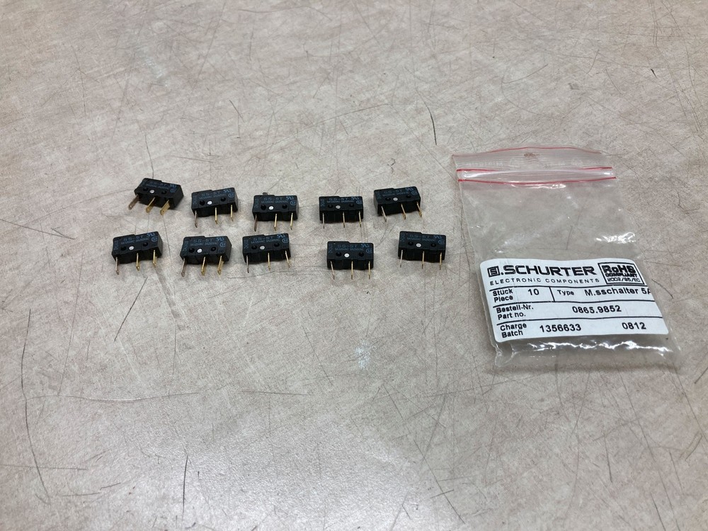 Lot Of 10 SCHURTER 0856.9852 Basic Snap Action Switches IP40 5A 125VAC 3A 250VAC