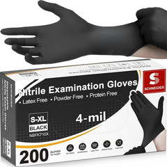 Schneider Medical Nitrile Exam Gloves, 4 Mil Black Gloves Disposable Latex Free