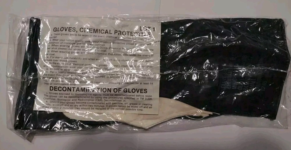 RARE SEALED 1 PAIR US MILITARY PPE CHEMICAL PROTECTIVE GLOVE BIOLOGICAL SUIT