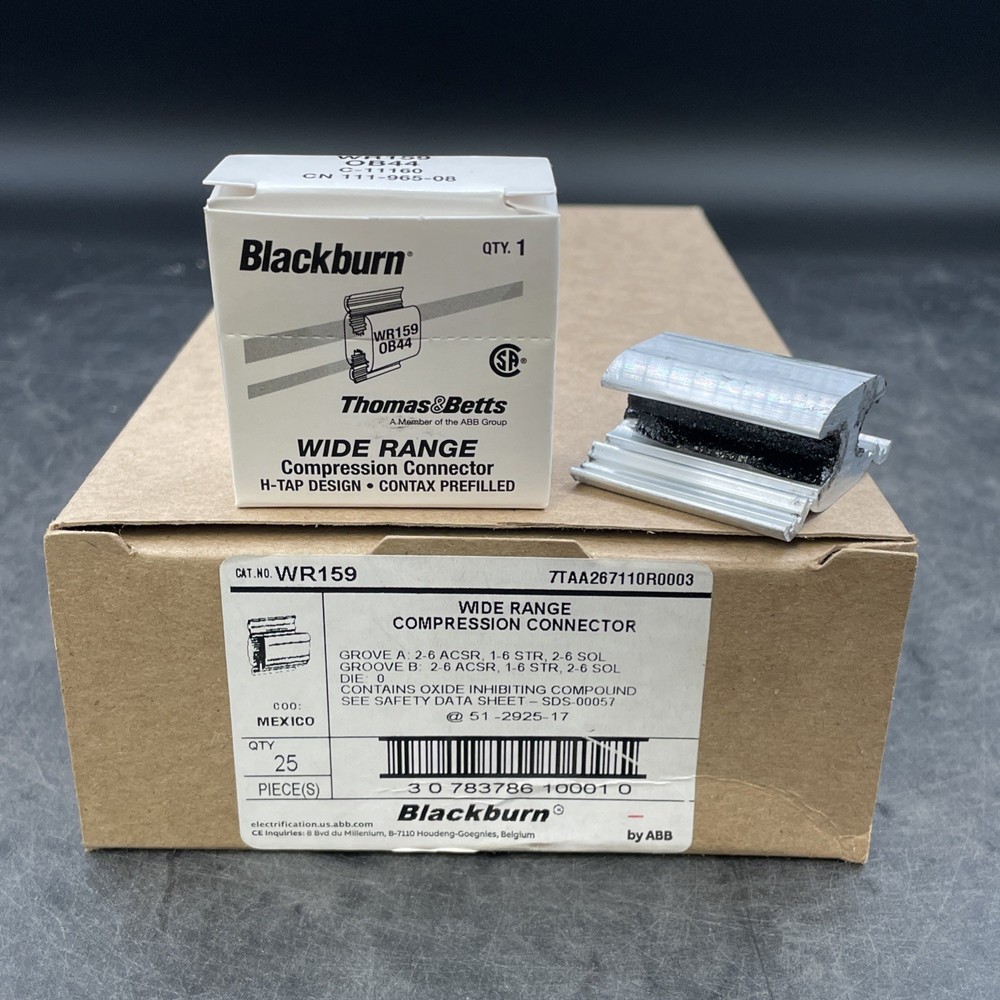 Box Of 25 THOMAS & BETTS BLACKBURN WR159 WIDE RANGE COMPRESSION CONNECTOR H-TAP