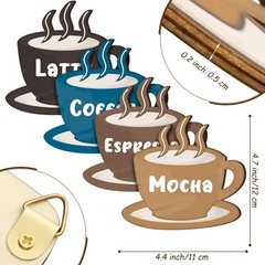 Blulu 4 Pieces Coffee Wooden Wall Art Decor Cup Signs Black