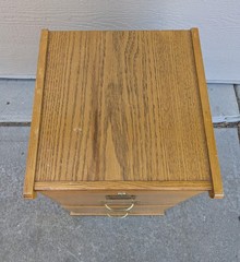 Vintage Industrial Mission Style Oak Wood Filing File Cabinet 2 Drawer Brass T52