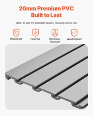 8 x 4 ft Slat Wall Paneling PVC Grey Garage Slatwall with Modular Design