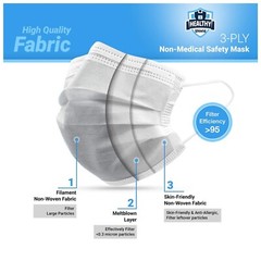50 PCS Face Mask Non Medical Surgical Disposable 3-Ply Ear loop Mouth Cover-Gray