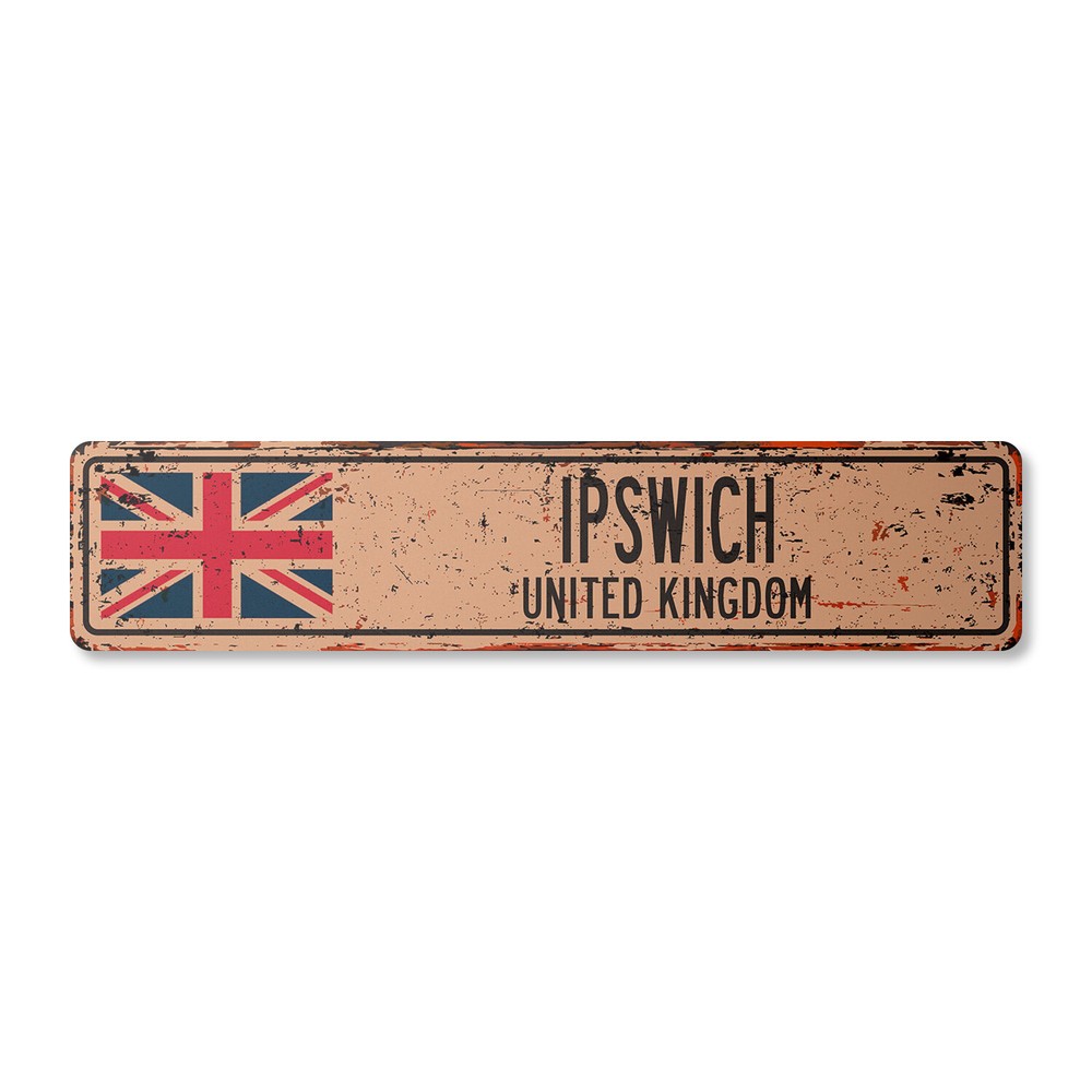 IPSWICH UNITED KINGDOM Vintage Street Sign British Britons Brits flag country
