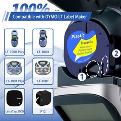 LT-91332 For DYMO LetraTag Refills LT100T LT100H Yellow Plastic Label Tape 12mm