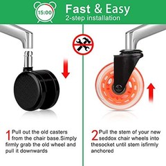 Office Chair Caster Wheels-Set of 5 Heavy Duty 3″ Office Chair Replacement