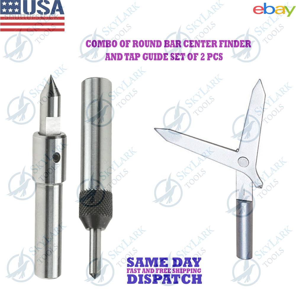 Spring-Loaded Tap Guide set of 2 Pcs &ROUND BAR CENTER FINDER Skylark Tool USA