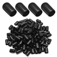 120Pcs Round Rubber End Caps 1/2 Inch 12mm ID Vinyl Flexible Screw Thread Pro…