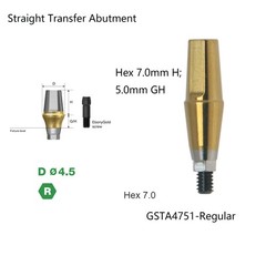 US Titanium straight abutment 7.0mm H compatible DIO UF II Platform Hex Regular