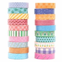 20 Rolls Cute Washi Tape Set Kawaii Basic Patterns Masking Decorative Tapes f…