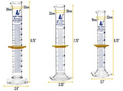 Eisco Labs Graduated Cylinder Set – 25ml, 50ml & 100ml – ASTM, Class A