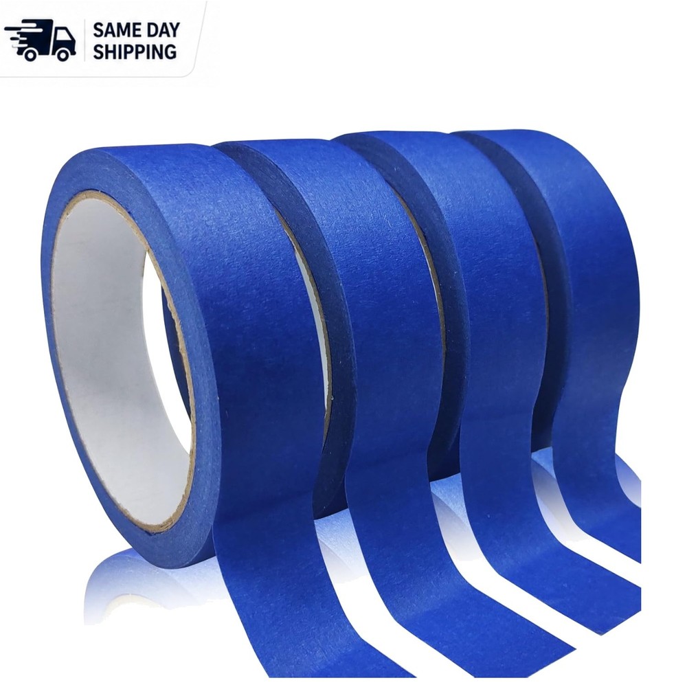 Professional Blue Painters Tape – 4 Rolls, 0.94in x 22yd, Non-Toxic, Easy Tear