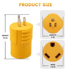 NEMA 5-15P to TT-30R RV Adapter 15A to 30A 110V Power Converter Plug for Camper