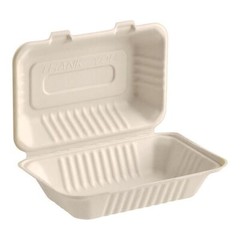 9x6x3 Inch Hinged Container PFAS-Free Compostable Biodegradable 50/ps