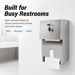 Commercial Double Rolls Toilet Paper Dispenser Holder,Heavy Duty Stainless Steel
