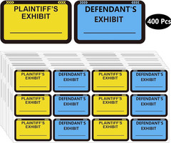 Legal Yellow Plaintiff’S Exhibit Blue Defendant’S Exhibit Stickers 1.65 X 1 Inch