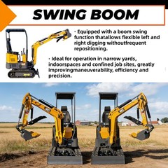 FREE SHIP 1.4Ton Mini Excavator With B&S EPA Engine Swing Boom+5 ATTACHMENT