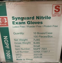 Synguard Nitrile Exam Gloves Latex Free/Powder Free/Protein Free/Food Safe Small