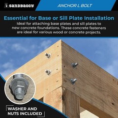 Sandbaggy 1/2″ x 10″ Threaded Concrete Anchor L-Bolts – Hot Dipped Galvanized