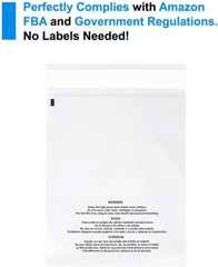 200 12×15 1.5 Mil Bags Resealable Clear Suffocation Warning Poly OPP Cello Bag