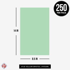 8.5 x 14″ Green Pastel Color Cardstock Paper – 67lb Vellum Bristol – 250 Sheets