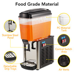 4.8 Gal Commercial Drink Dispenser,Slushy Machine Beverage Cooler for Restaurant