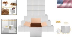 Set of 25 Durable White Cardboard 8x8x8 Shipping Boxes for Small Items