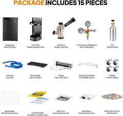 Full Size 5.4 Cu.Ft, Beer Kegerator with CO2 Tank Included, Draft Beer Dispenser