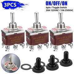 3X Heavy Duty DPDT ON/OFF/ON Toggle Switch 20A 125V/15A 250V Screw Terminals
