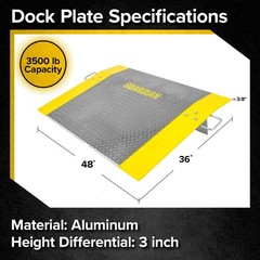 36″ x 48″ Loading Dock Plate Aluminum 3,500 lb Pallet Jack Truck