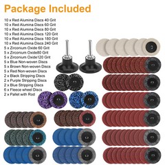 104Pcs 2 Inch Sanding Discs Set with 1/4 inch Shank Holder for Drill Die Grinder