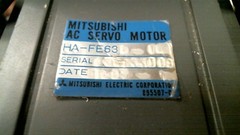 MITSUBISHI HA-FH63B-UL AC SERVO MOTOR 3000 RPM 3.6A, 129V, 600W -FREE SHIPPING