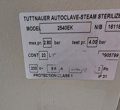 Tuttnauer 2540EK Autoclave Sterilizer
