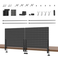 Clamp On Desk Pegboard 32″ x 12″ (Complete Kit)-No Drill Metal Desktop Privac…