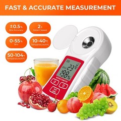 Rechargeable Digital Brix Refractometer with ATC, Brix Meter Supports One-tap…