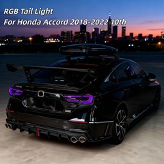 Multicolor LED Tail Light Fit for Honda Accord 10th Gen 2018-2022, 1 Pair Smo…