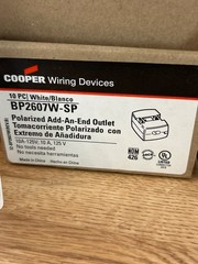 Case of 10 Cooper Wiring Devices BP2607W-SP Polarized Add-an-End Outlet Free P&H