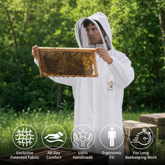 Sting Proof Bee Suit Full Body with Ventilated Hood & Gloves XL | Polycotton Uni