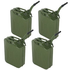 4PCS Jerry Can 5Gallon 20L Metal Steel Tank Military Style Storage Gas Can Green
