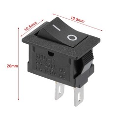 uxcell 5PCS KCD11 AC 125V/6A 250V/3A SPST 2 Terminal 2 10*15mm 5pcs, Black