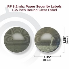 1000 Paper Security Label 1.35 inch (33mm) diam RF 8.2Mhz Clear Checkpoint Co…
