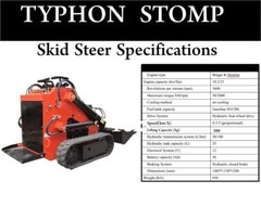 SKIDSTEER NEW TYPHON STOMP 1,800lbs Mini Skid Steer 23HP Gas EPA Engine