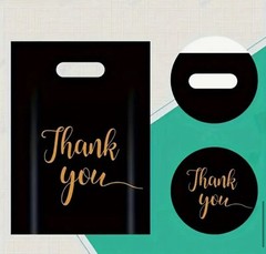 Black Gold Thank You Bags Business Retail Party Plastic Shopping 8”x12”in 100PCS